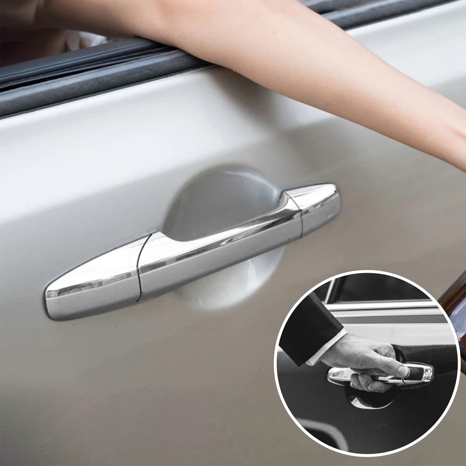Pair Of Chrome Exterior Door Handles For Chevy Silverado GMC Sierra Tahoe Suburban